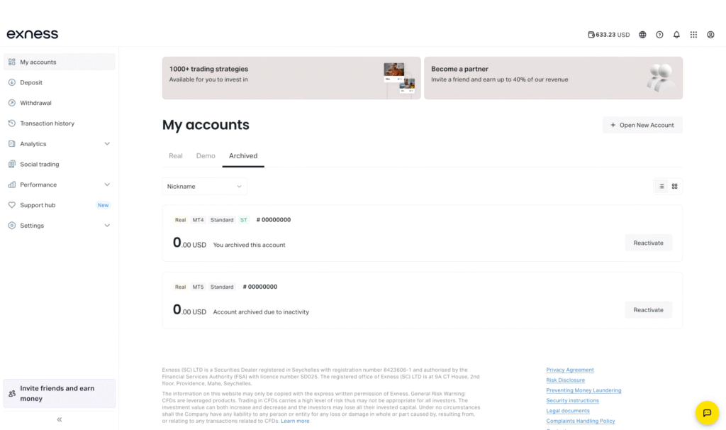 档案 Exness 帐户 