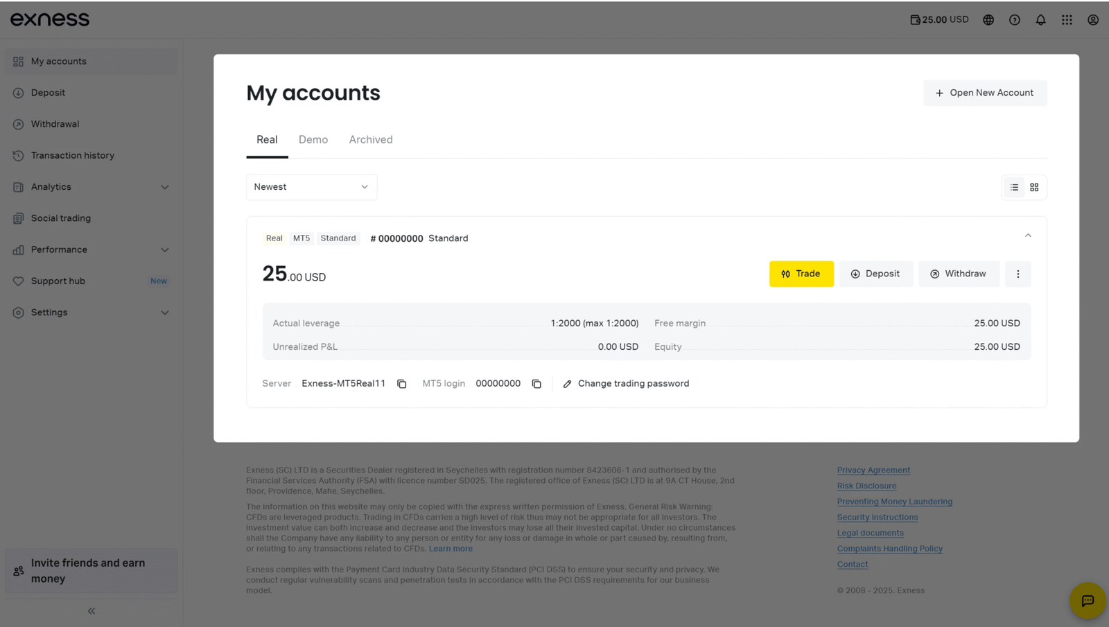 Exness 个人专区交易